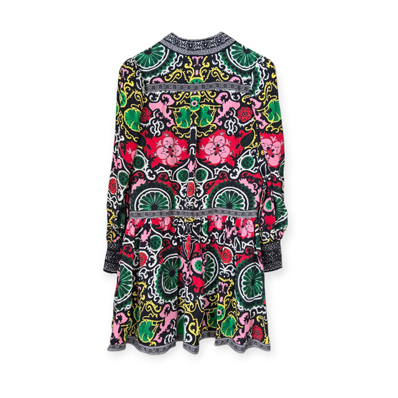 Alice + Olivia Bertha Puff Blouson Sleeve Floral Paisley Mini Dress Size Large - Picture 6 of 8